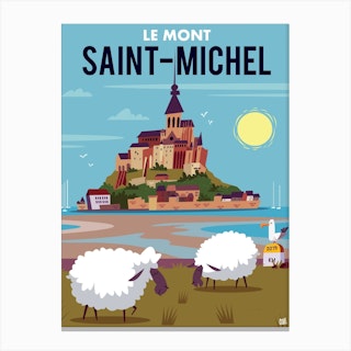 Le Mont Saint Michel Poster Blue Canvas Print