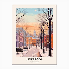 Vintage Winter Travel Poster Liverpool United Kingdom Canvas Print