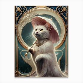 Cat With Umbrella Canvas Print