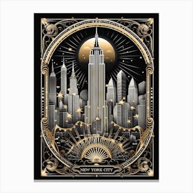 New York City, United States, Tarot Card Travel  Line Art 4 Canvas Print