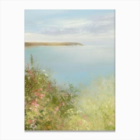 Pink Flowers By The Sea 1 Canvas Print