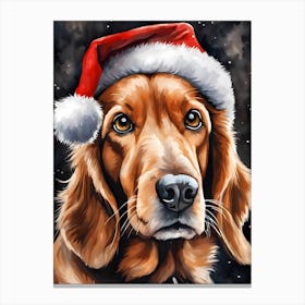 Cute Dog Wearing A Santa Hat Painting (10) Canvas Print