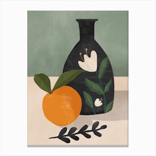 Still Life Orange Vase Canvas Print