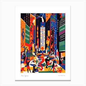 Time Square New York City Matisse Style 2 Watercolour Travel Poster Canvas Print