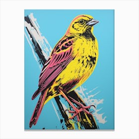 Andy Warhol Style Bird Yellowhammer 1 Canvas Print
