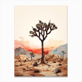  Minimalist Joshua Tree At Dawn In Desert Line Art 3 Canvas Print