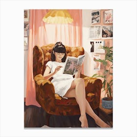 Girl Reading Fashion Magazines Canvas Print