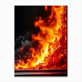 Fire Burning In The Fireplace 1 Canvas Print