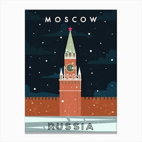 Moscow, Russia — Retro travel minimalist poster Canvas Print