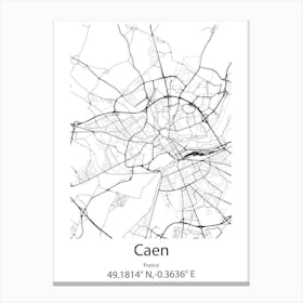 Caen,France Minimalist Map Canvas Print