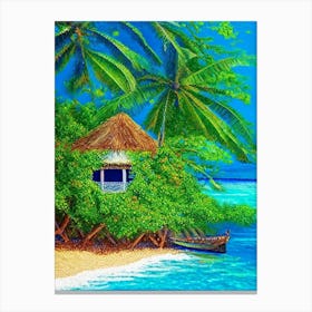 Little Corn Island Nicaragua Pointillism Style Tropical Destination Canvas Print