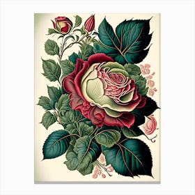 Rose Floral 3 Botanical Vintage Poster Flower Canvas Print