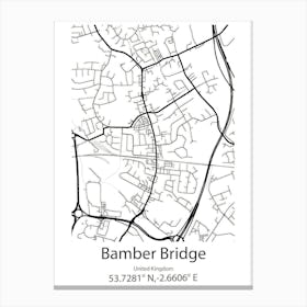 Bamber Bridge,United Kingdom Minimalist Map Canvas Print