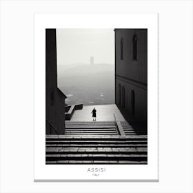 Poster Of Assisi, Italy, Black And White Analogue Photography 2 Canvas Print