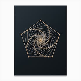Abstract Geometric Gold Glyph on Dark Teal n.0267 Canvas Print