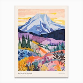 Mount Rainier United States 4 Colourful Mountain Illustration Poster Canvas Print