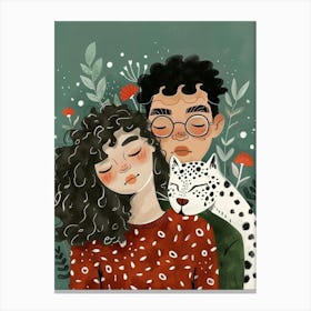 Couple With A Cat Canvas Print