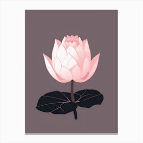 A Pink Lotus In Minimalist Style Vertical Composition 45 Canvas Print