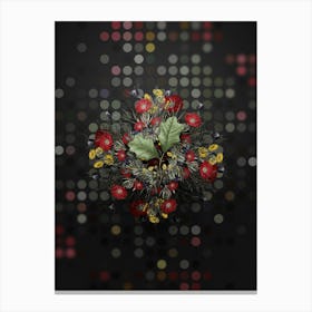 Vintage Bear Oak Leaves Floral Wreath on Dot Bokeh Pattern n.0487 Canvas Print