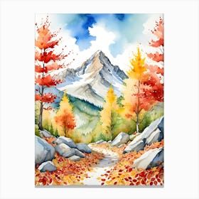 Watercolor Autumn Leaves Watercolor Painting Canvas Print