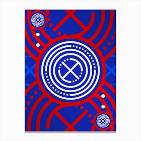 Geometric Glyph in White on Red and Blue Array n.0023 Canvas Print