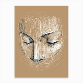 Drawing Of A Woman'S Face Canvas Print