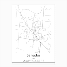 Salvador,Cuba Minimalist Map Canvas Print