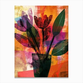 Abstract Flowers In A Vase 2 Canvas Print