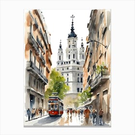 Madrid City Watercolor 2 Canvas Print