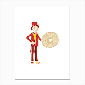 Shortbread Ringmaster Man, Fun Circus Animal, Cake, Biscuit, Sweet Treat Print, Portrait Canvas Print