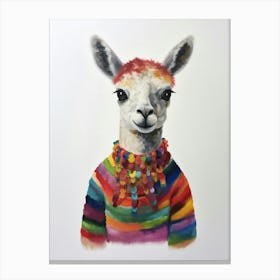 Baby Animal Wearing Sweater Alpaca 3 Canvas Print