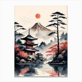 Japanese Landscape Watercolor Painting (35) Canvas Print