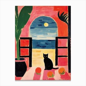 Matisse Style Painting Black Cat In Amalfi Lemons Canvas Print