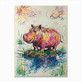 Default Draw Me A Dramatic Oil Painting Of A Hippopotamus Emer 1 Canvas Print