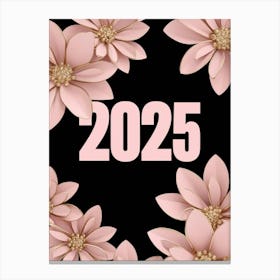 2025 Pink and black floral print wall art Canvas Print