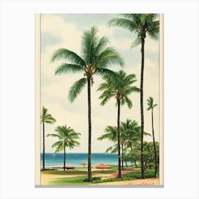 Hapuna Beach Hawaii Vintage Canvas Print