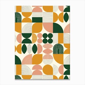 Modern Art Geometric Shapes Green Mustard Peach Canvas Print