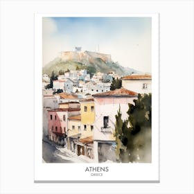 Athens Watercolour Travel Poster Canvas Print