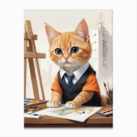 Architect Cute Cat Cat Lovers Canvas Print