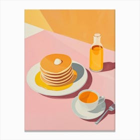 Pink Breakfast Food Pancakes With Honey 2 Canvas Print