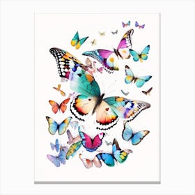 Butterflies Flying In The Sky Decoupage 2 Canvas Print
