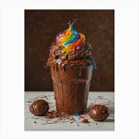 Chocolate Cupcake With Rainbow Sprinkles Canvas Print