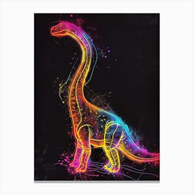 Abstract Neon Line Illustration Brachiosaurus 1 Canvas Print