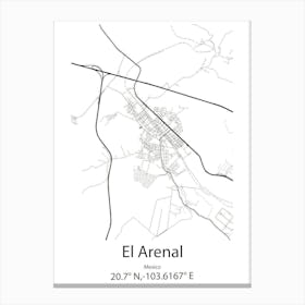 El Arenal,Mexico Minimalist Map Canvas Print