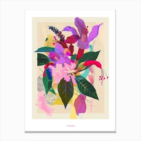 Fuchsia 4 Neon Flower Collage Poster Canvas Print
