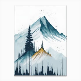 Mountain And Forest In Minimalist Watercolor Vertical Composition 164 Canvas Print