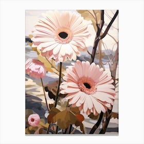 Gerbera Daisy 4 Flower Painting Canvas Print