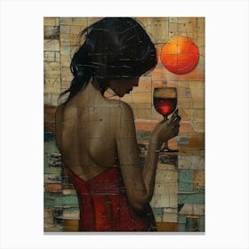 Sunset With A Glass Of Wine Canvas Print