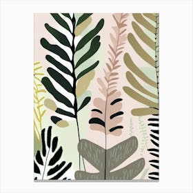 Evergreen Fern Wildflower Modern Muted Colours 2 Canvas Print
