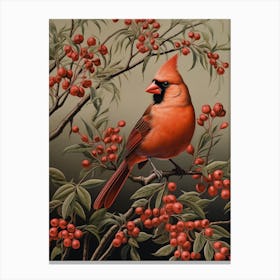 Dark And Moody Botanical Northern Cardinal 4 Canvas Print